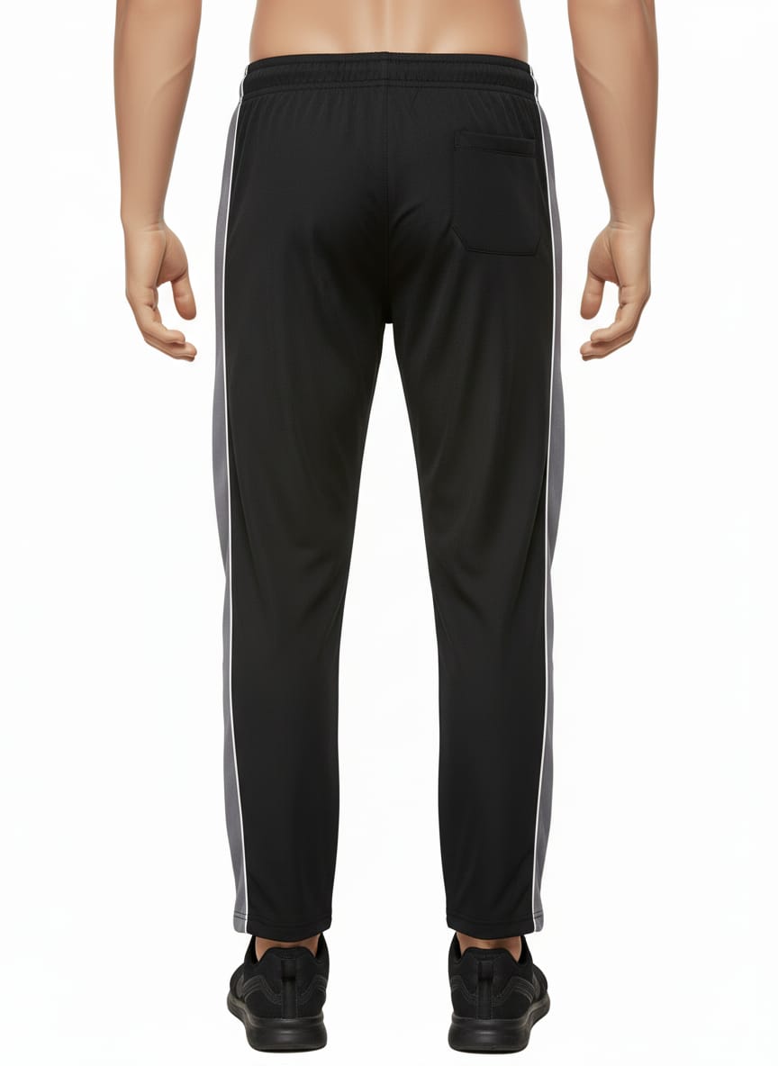 Black Straight-Fit with Side Stripe(Dark Grey) Men's Lower