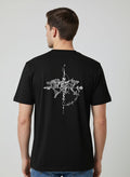 Compass Points Down Shoulder T-Shirt - Black