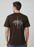 Compass Points Down Shoulder T-Shirt - Chocolate Brown