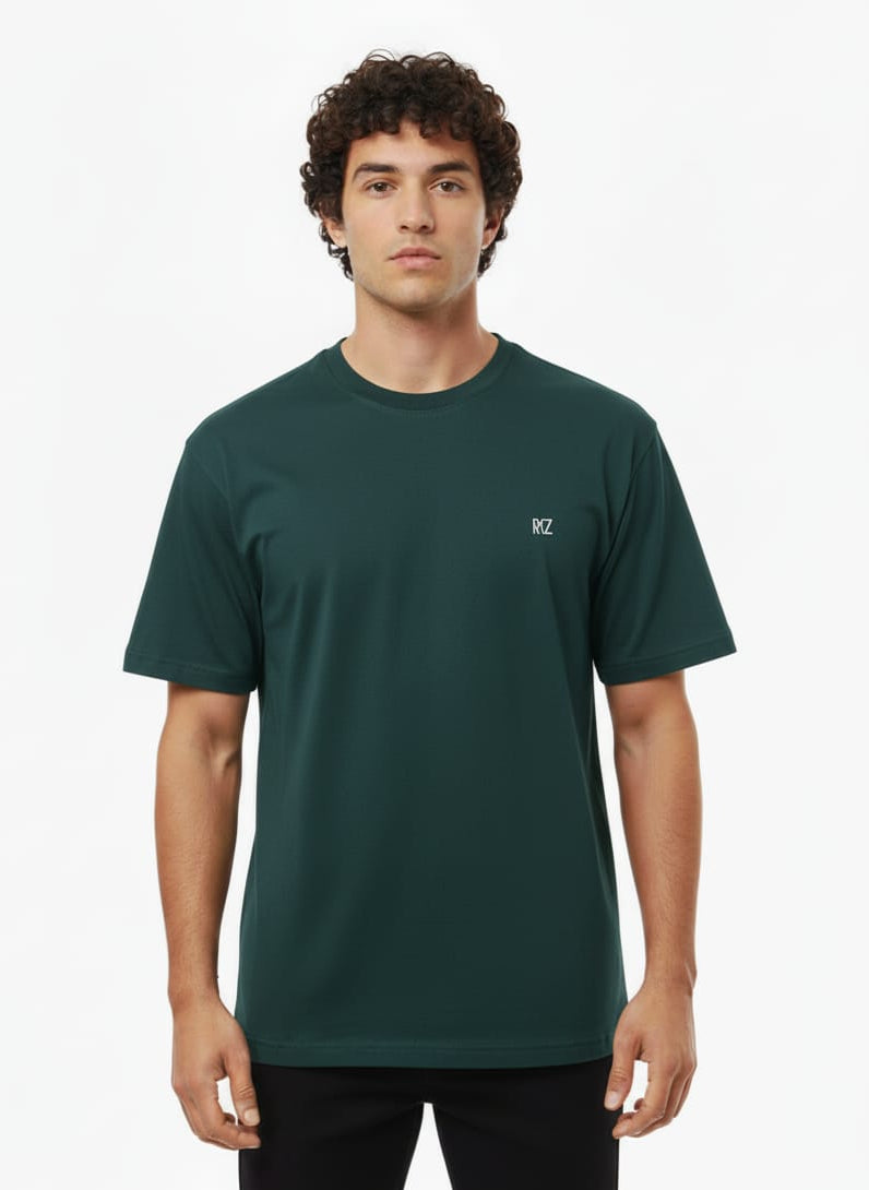 Cartoon Art Down Shoulder T-Shirt - Dark Green