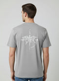 Compass Points Shoulder T-Shirt -Cool Grey