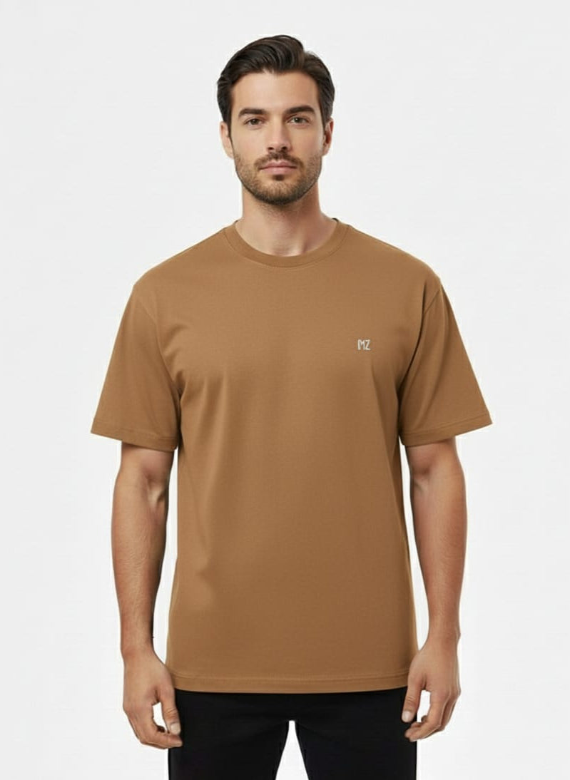 Compass Points Down Shoulder T-Shirt - Camel Brown