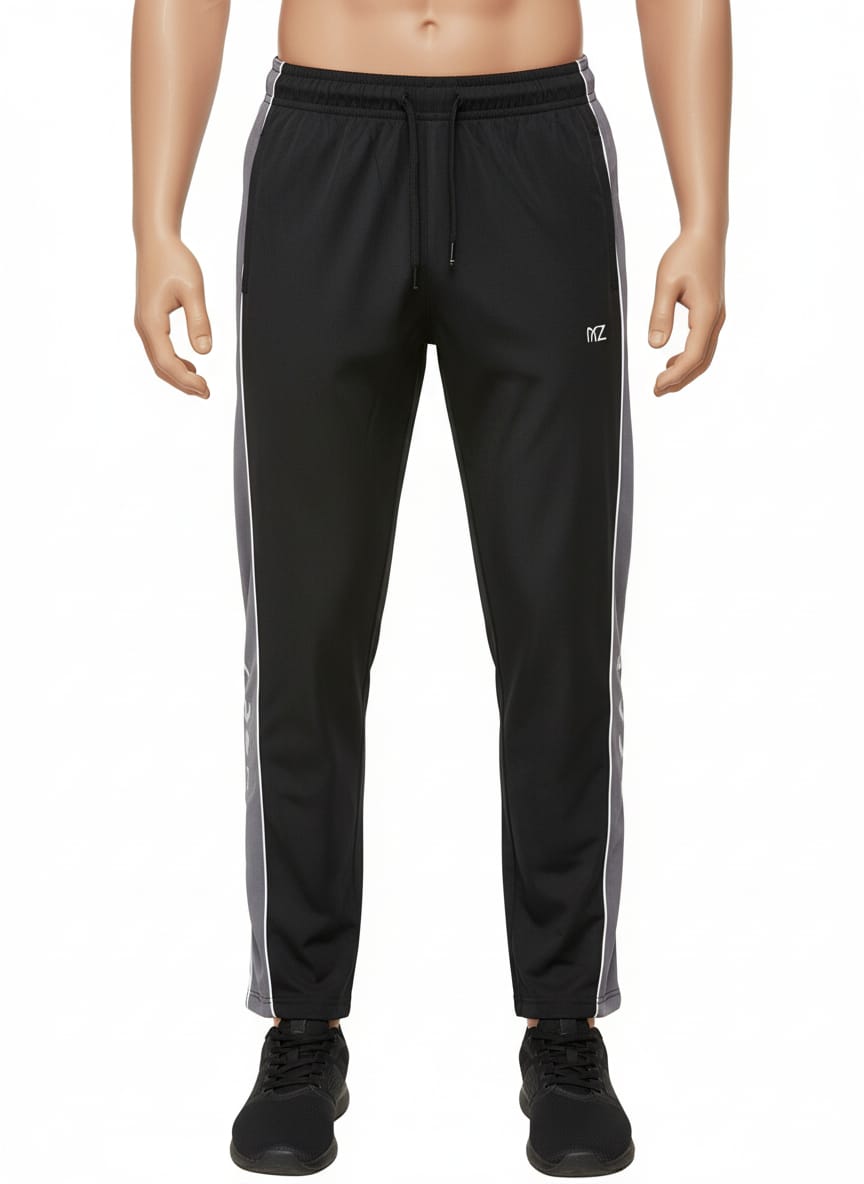 Black Straight-Fit with Side Stripe(Dark Grey) Men's Lower