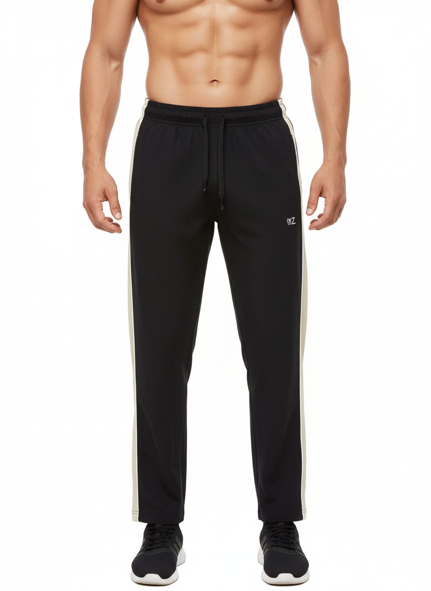 Black Straight-Fit with Side Stripe (Sage Green) Men's Lower