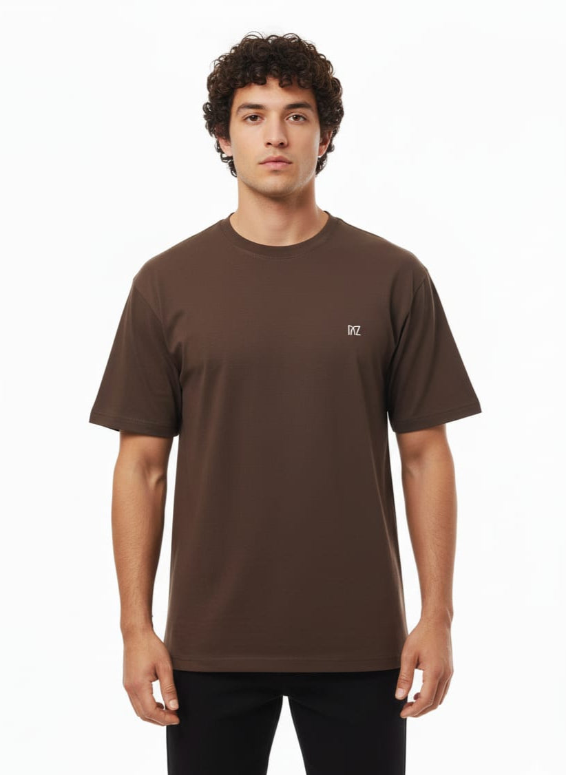 Cartoon Art Down Shoulder T-Shirt - Chocolate Brown