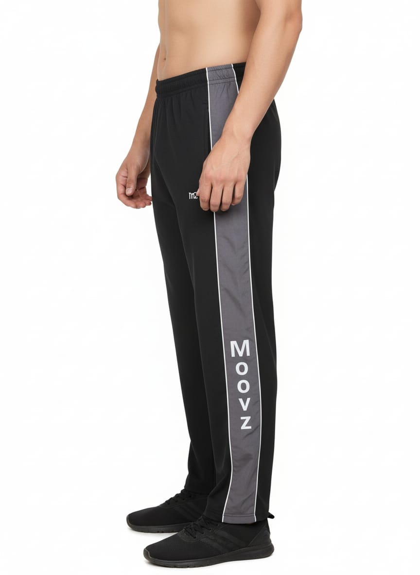 Black Straight-Fit with Side Stripe(Dark Grey) Men's Lower