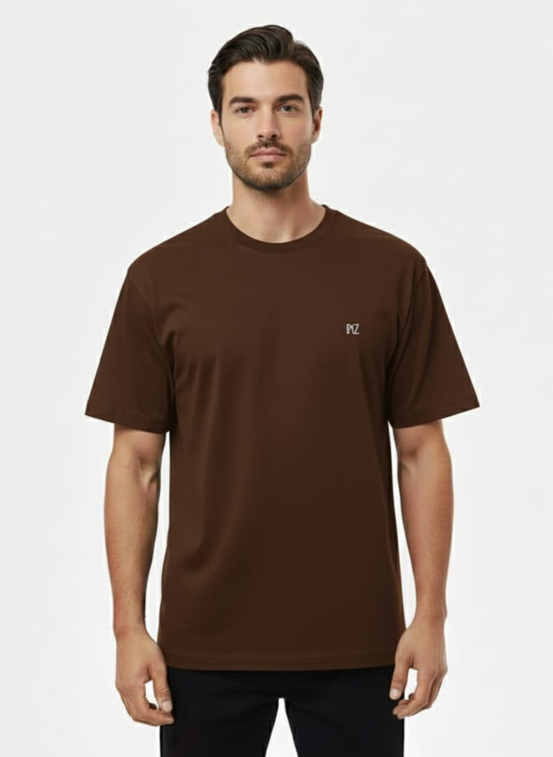Compass Points Down Shoulder T-Shirt - Chocolate Brown